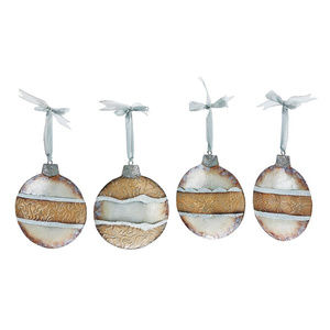 Metal Capiz Ornaments Assortment Set of Four NEW